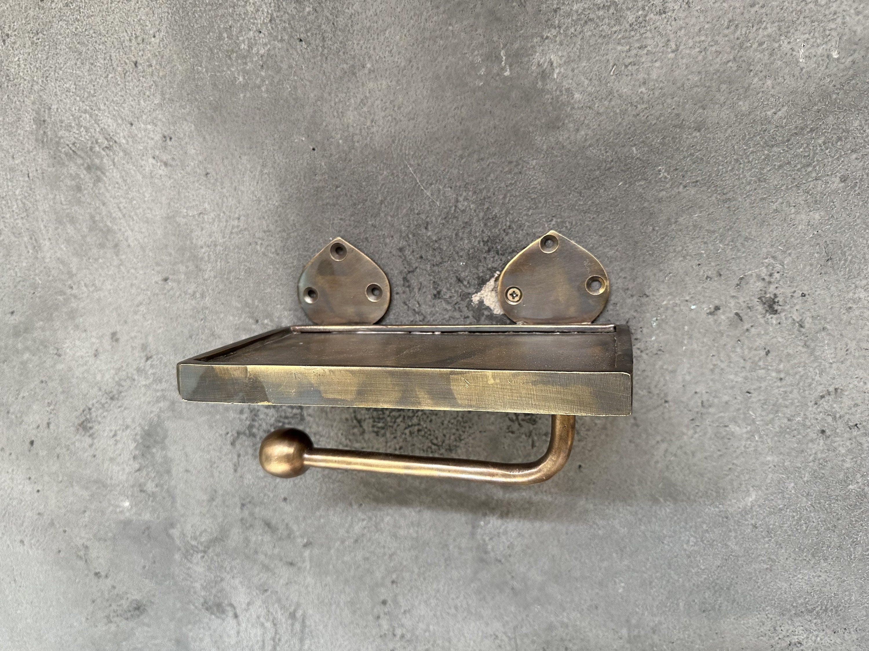 Antique Brass Toilet Roll Holder ,Phone Shelf Style