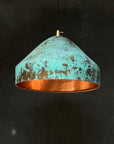 Oxidized Copper Pendant – Green Patina Island Light