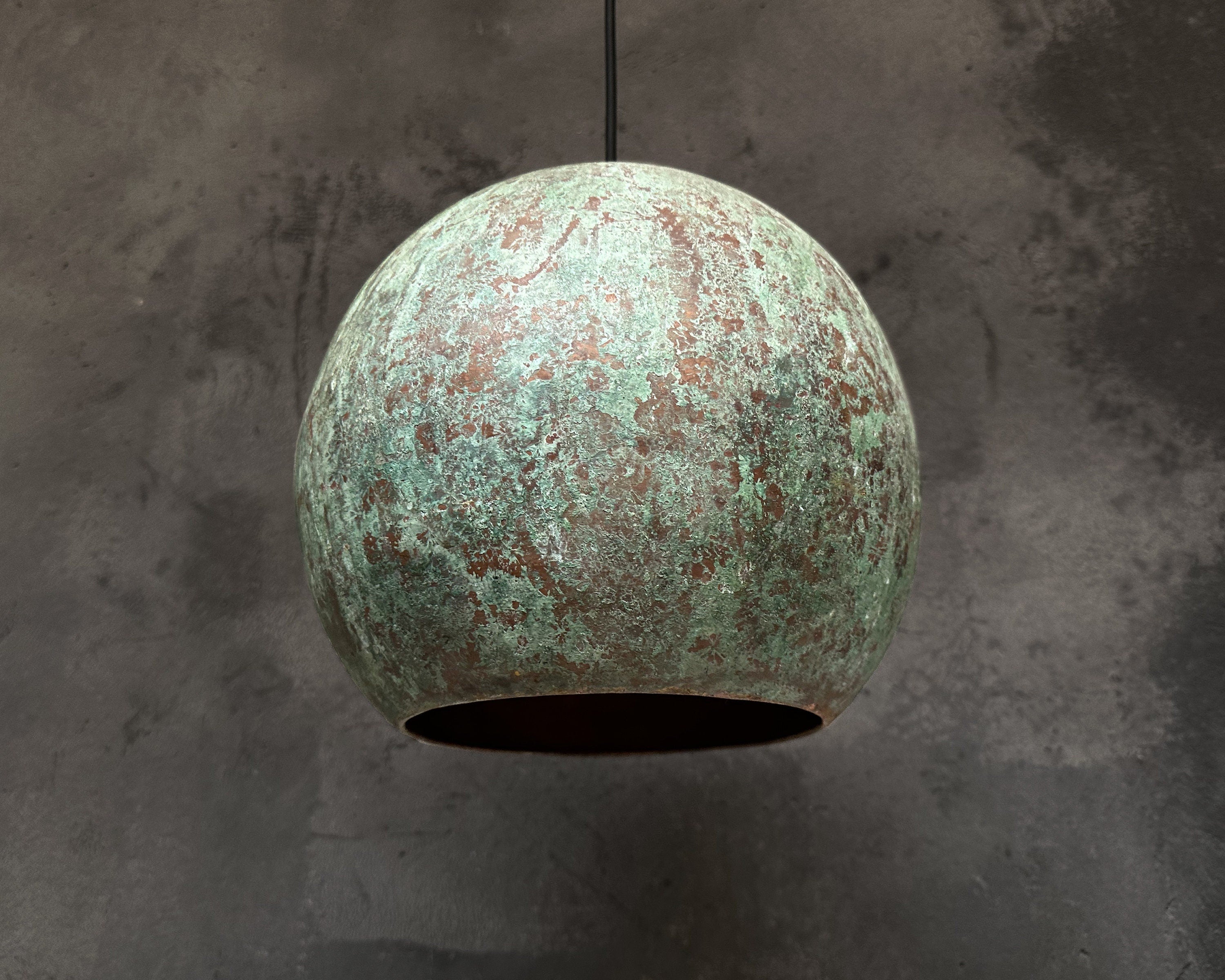 Oxidized Copper Pendant Light ,Green Patina Style