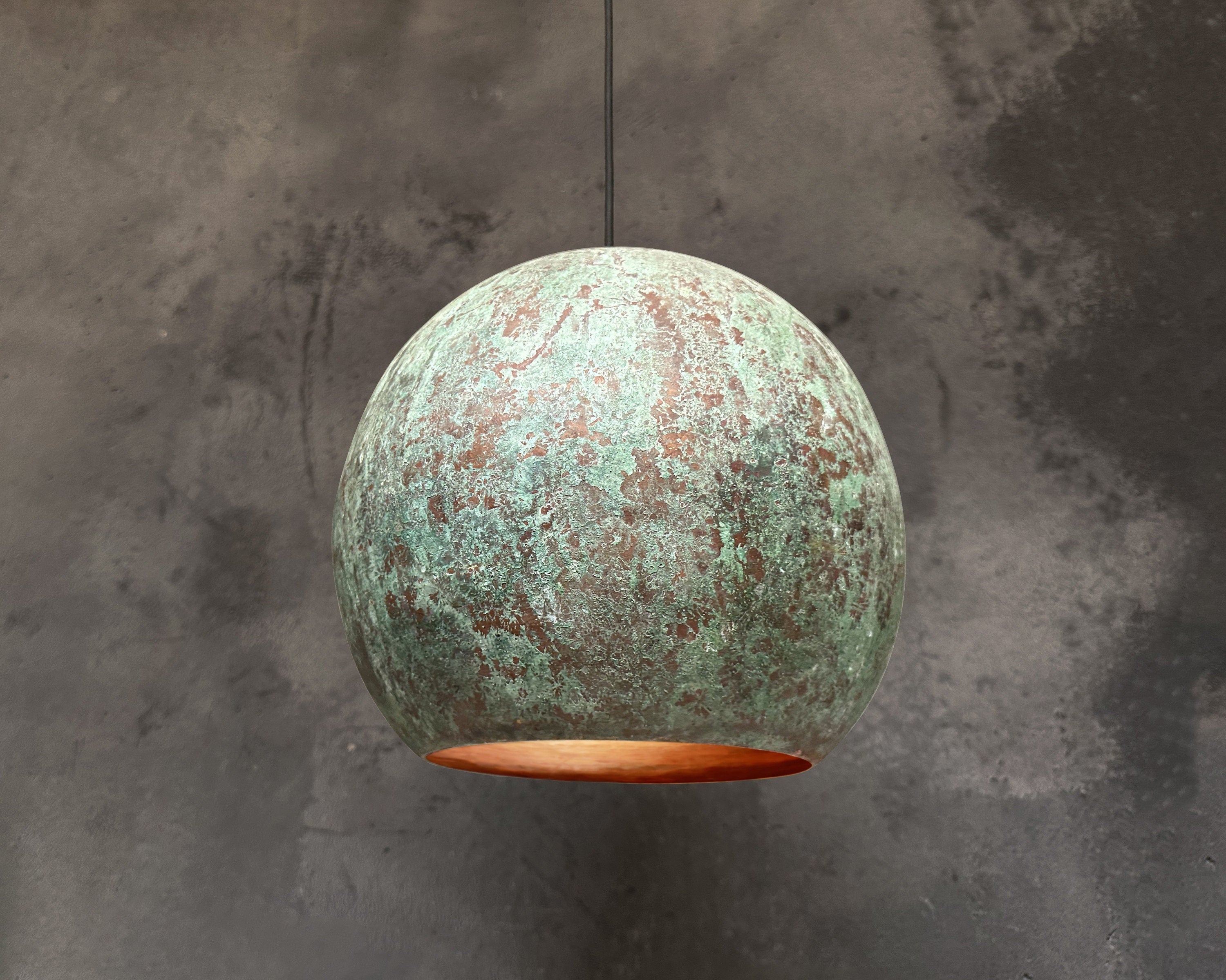 Oxidized Copper Pendant Light ,Green Patina Style