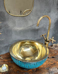 Blue Patina Brass Sink ,Brass Vessel Sink For Bathroom