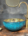 Blue Patina Brass Sink ,Brass Vessel Sink For Bathroom