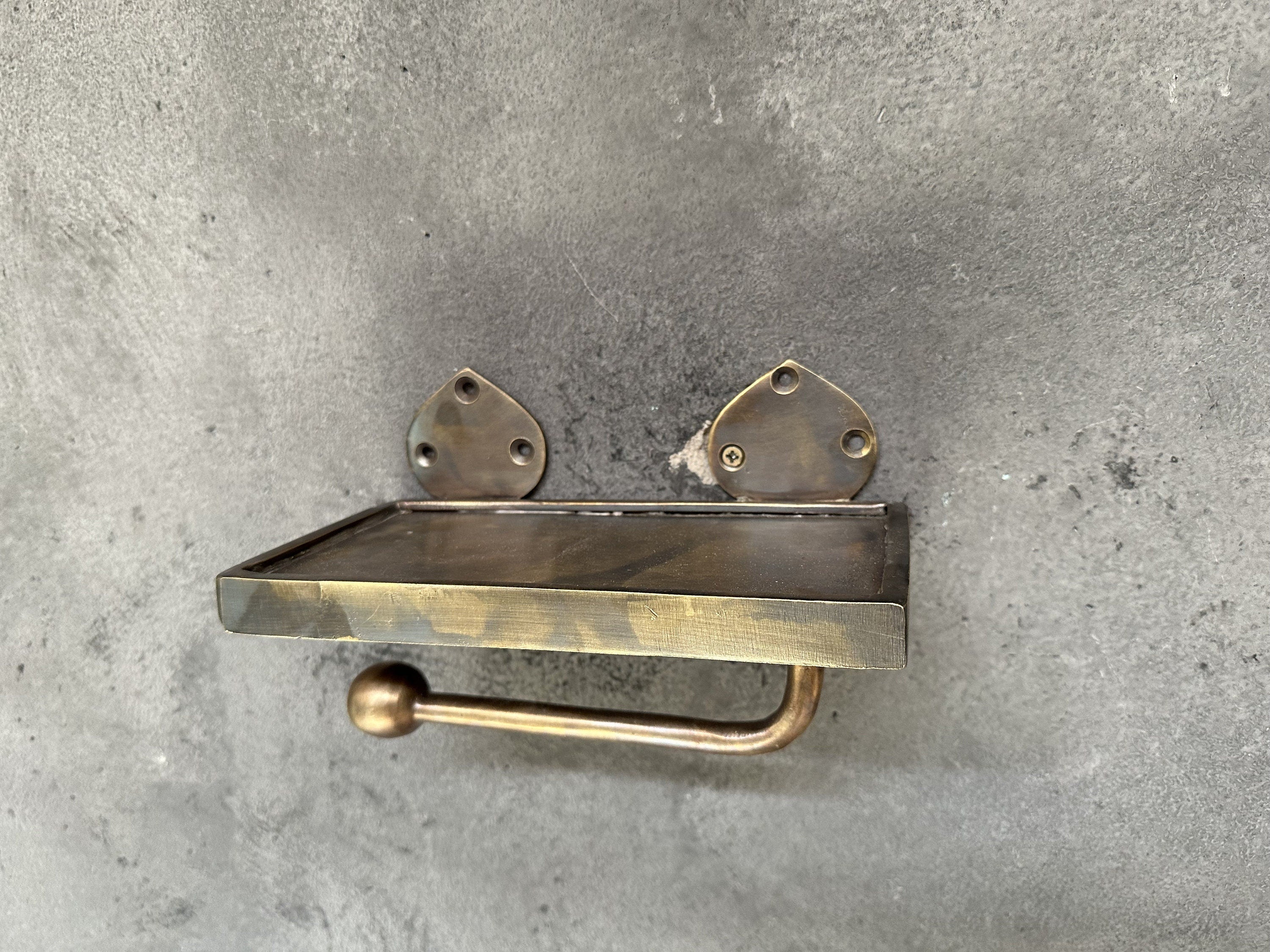 Antique Brass Toilet Roll Holder ,Phone Shelf Style