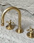 Brass Widespread Faucet – Unlacquered Cross Handle