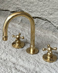 Brass Widespread Faucet – Unlacquered Cross Handle