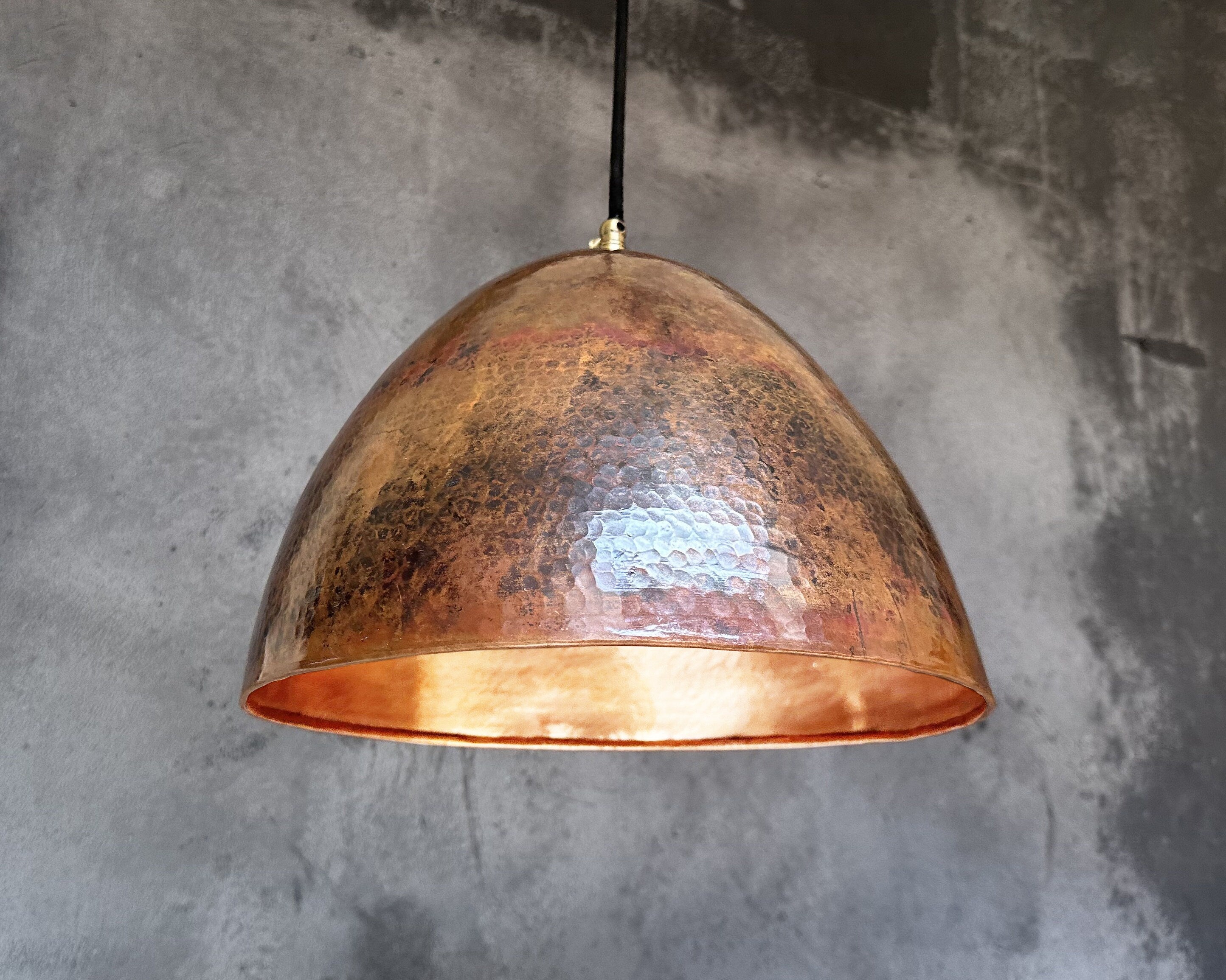 Hammered Copper Pendant Light – Farmhouse Kitchen Lamp
