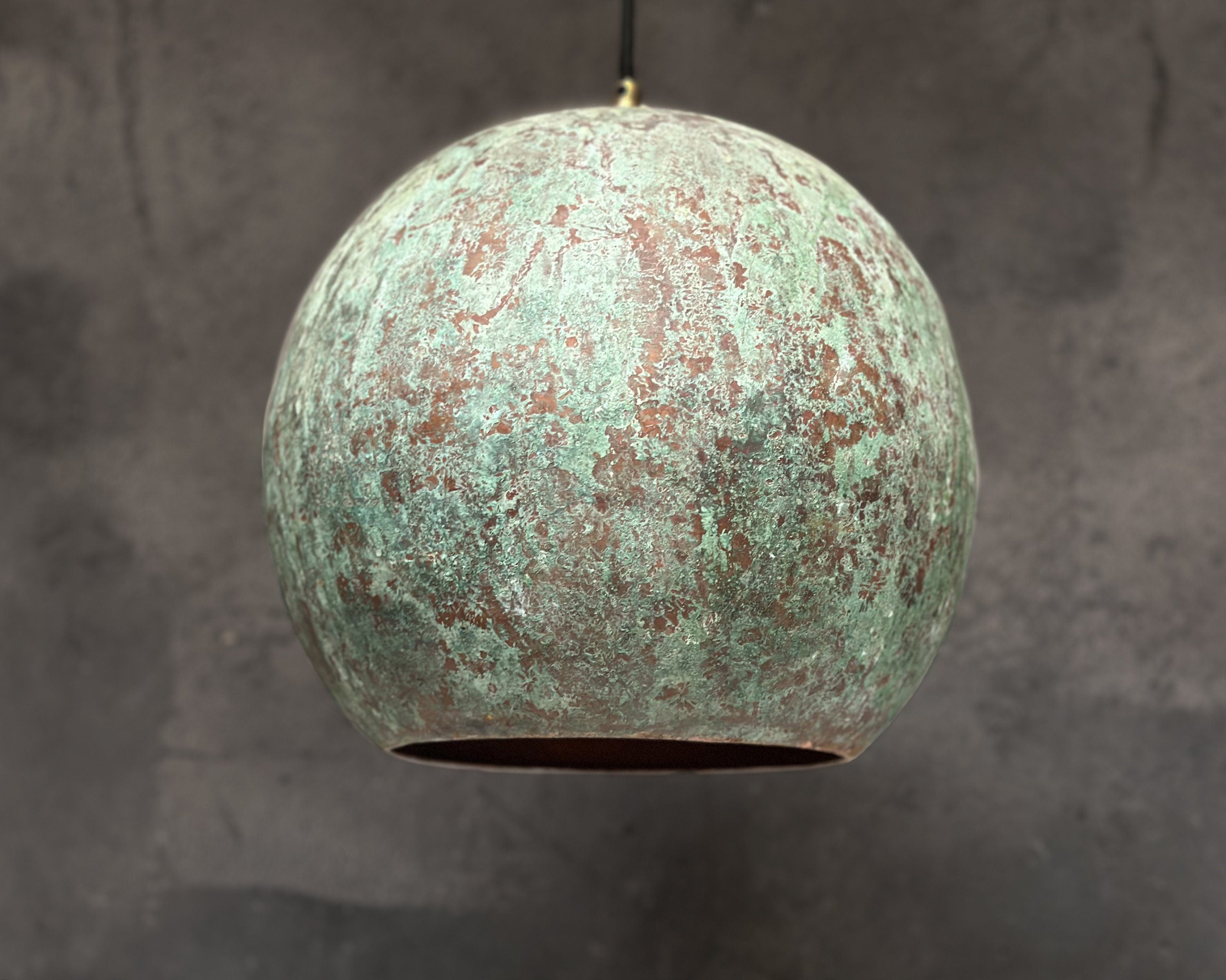 Oxidized Copper Pendant Light ,Green Patina Style