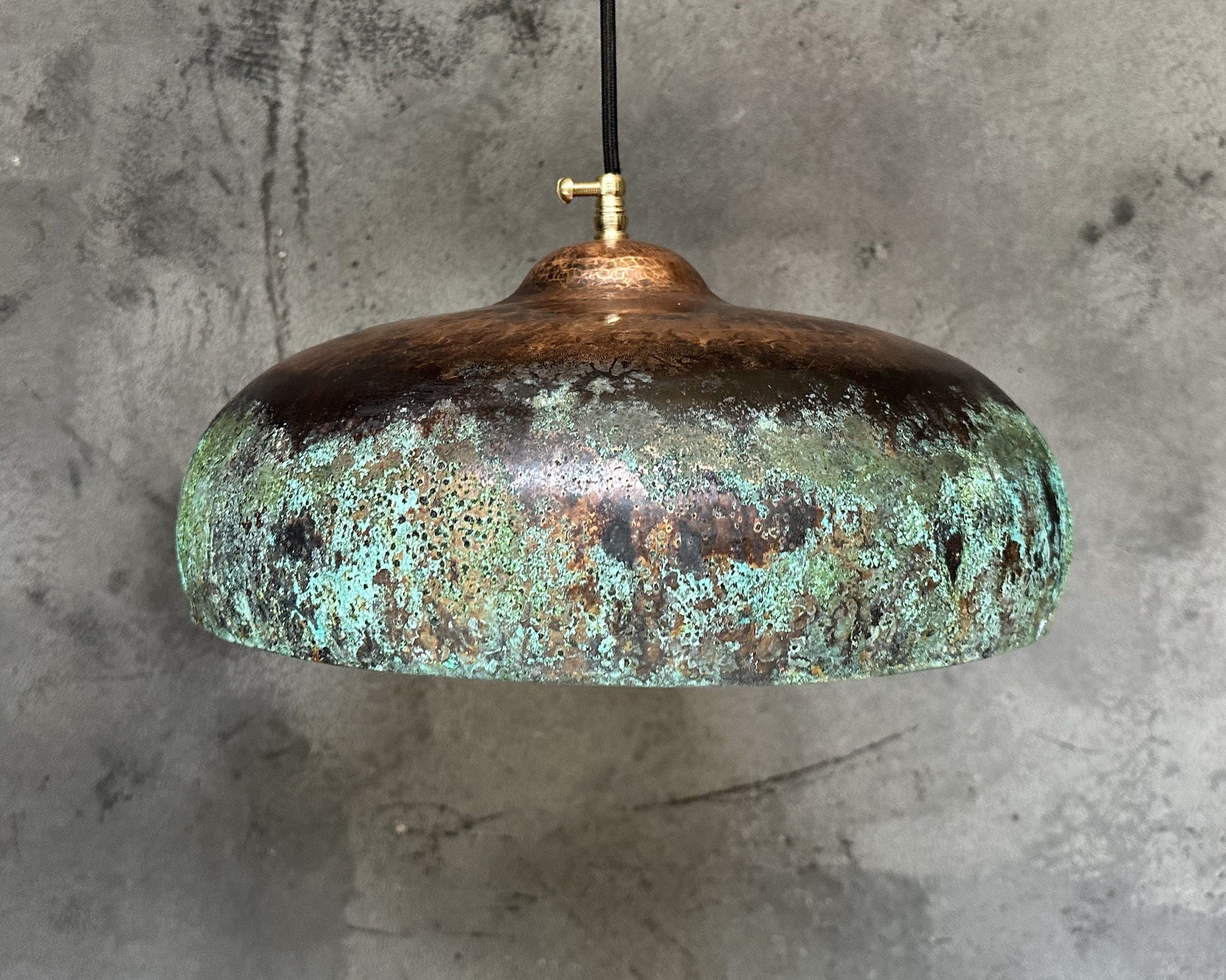 Green Patina Pendant Light – Copper Kitchen Island Lamp