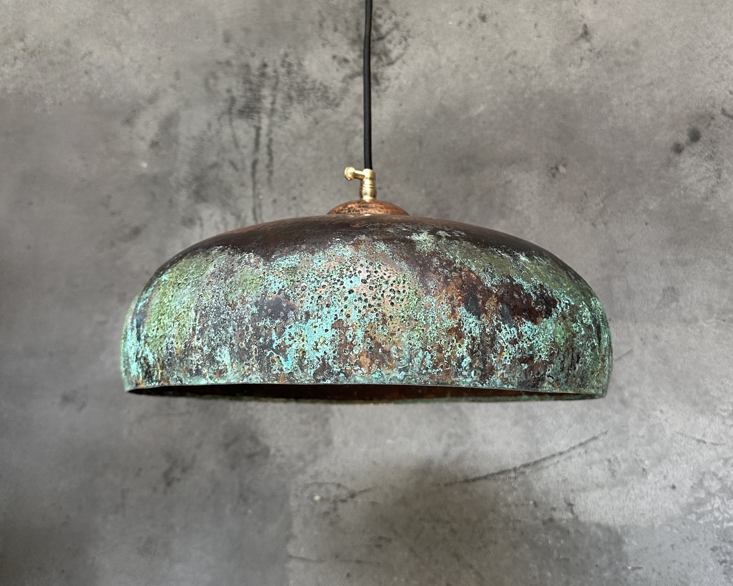 Green Patina Pendant Light – Copper Kitchen Island Lamp