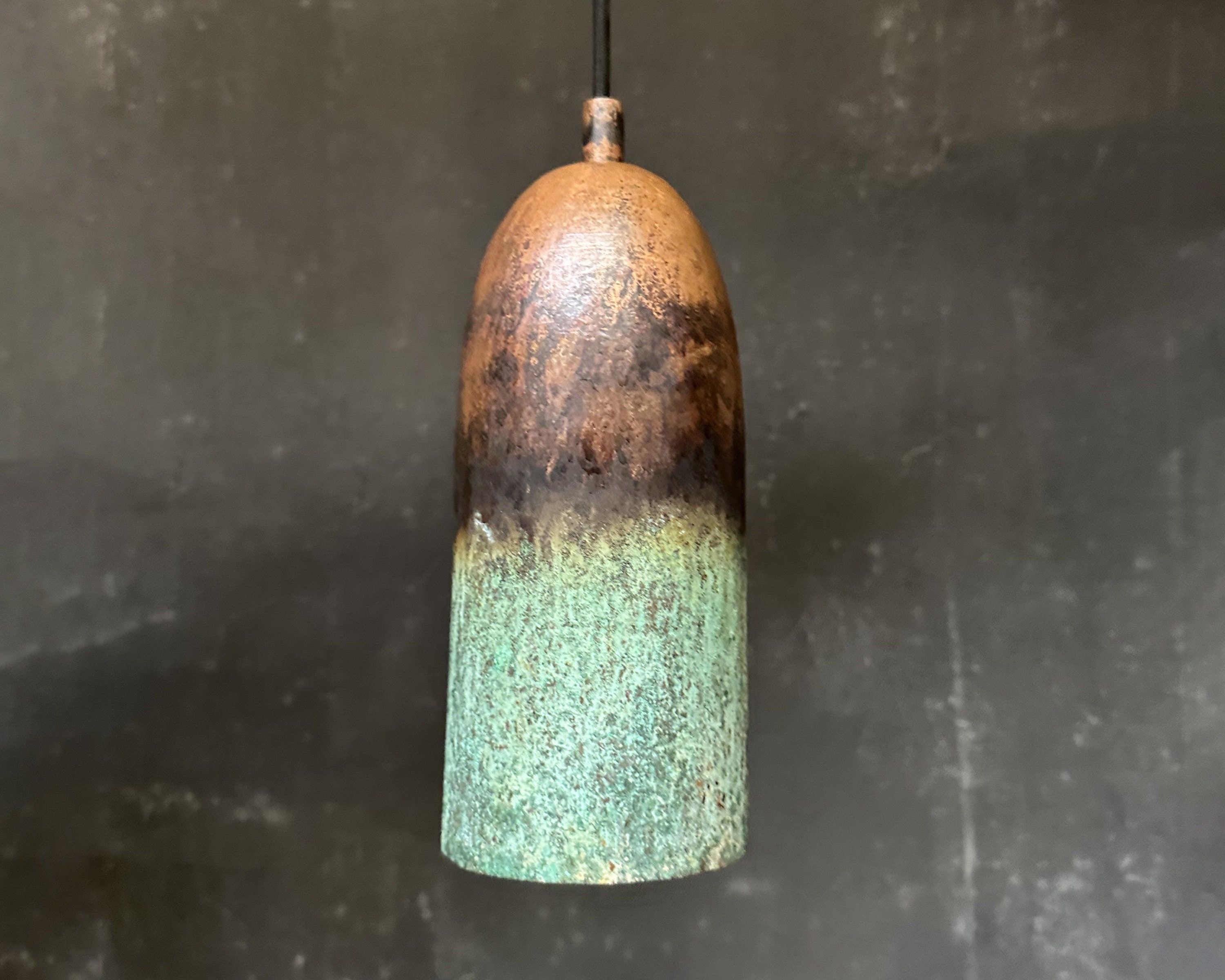 Set of 3 Copper Pendant Lights – Green Patina Finish