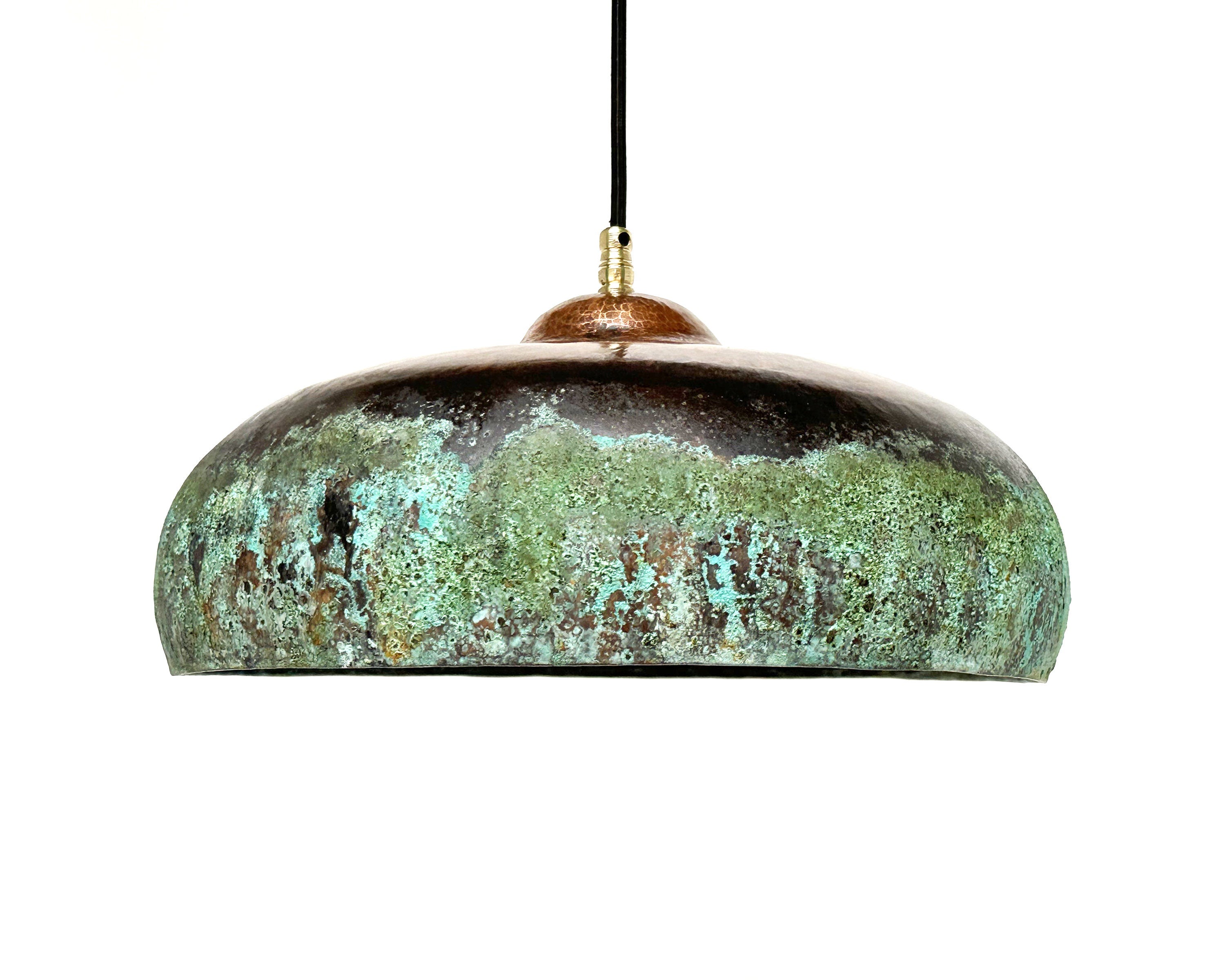 Green Patina Pendant Light – Copper Kitchen Island Lamp