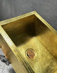 Hammered Brass Farmhouse Sink, Solid Unlacquered Basin