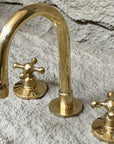 Brass Widespread Faucet – Unlacquered Cross Handle