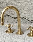 Brass Widespread Faucet – Unlacquered Cross Handle