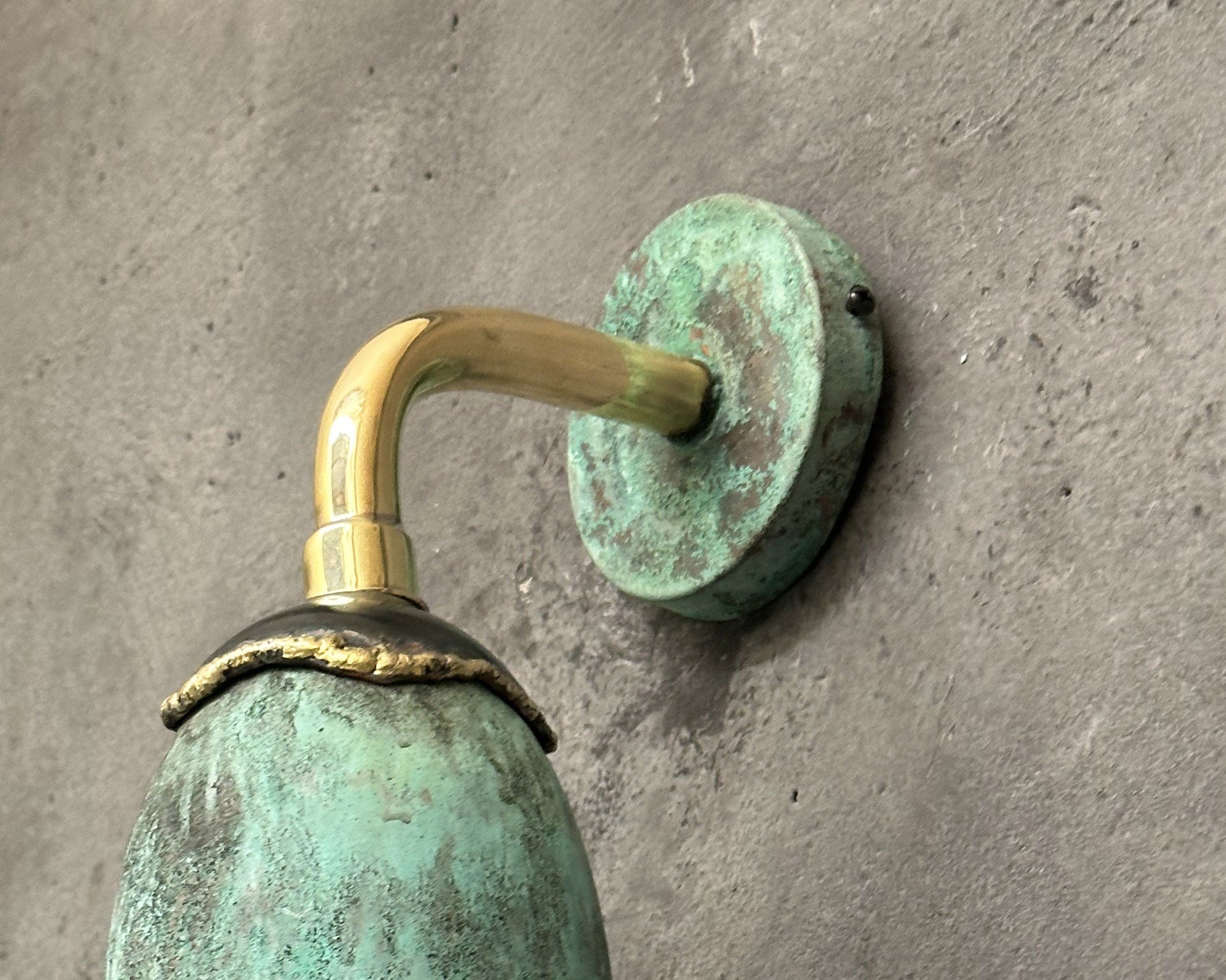 Copper Outdoor Wall Sconce ,Green Patina Finish