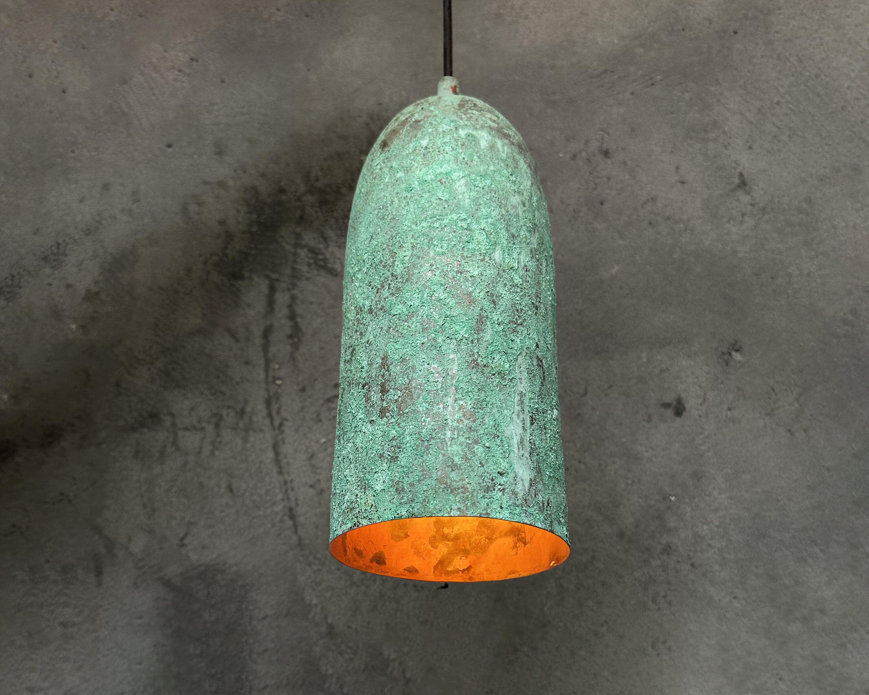 Set of 3 Green Patina Copper Pendant Lights, Farmhouse Hanging Lamps