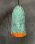Set of 3 Green Patina Copper Pendant Lights, Farmhouse Hanging Lamps