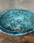 Blue Patina Drop-In Sink – Copper Vessel for Bathroom