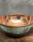 Oxidized Copper Sink , Green Patina Bathroom Vessel