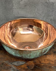 Oxidized Copper Sink , Green Patina Bathroom Vessel