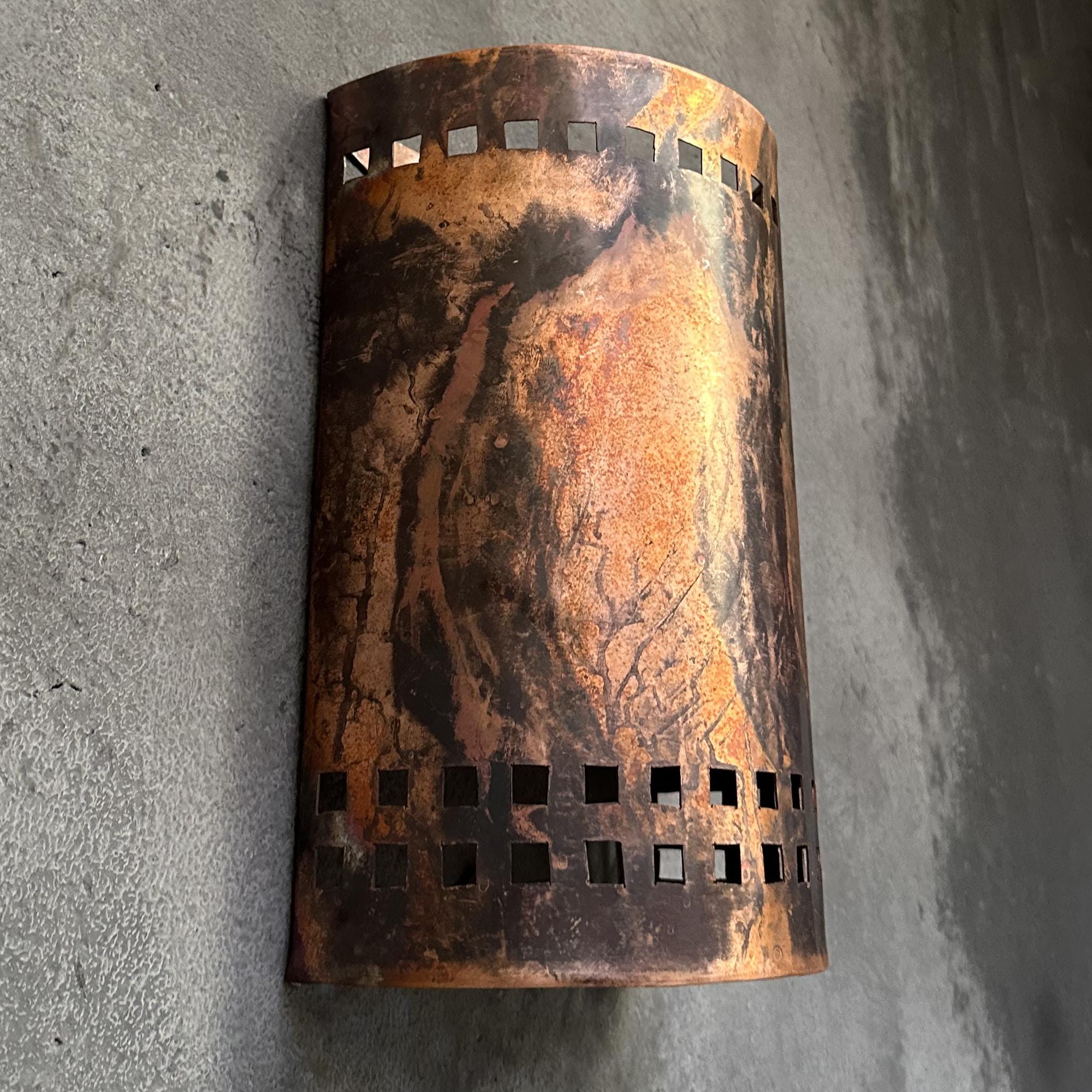 Copper Wall Sconce ,Rustic Half Round Outdoor Light