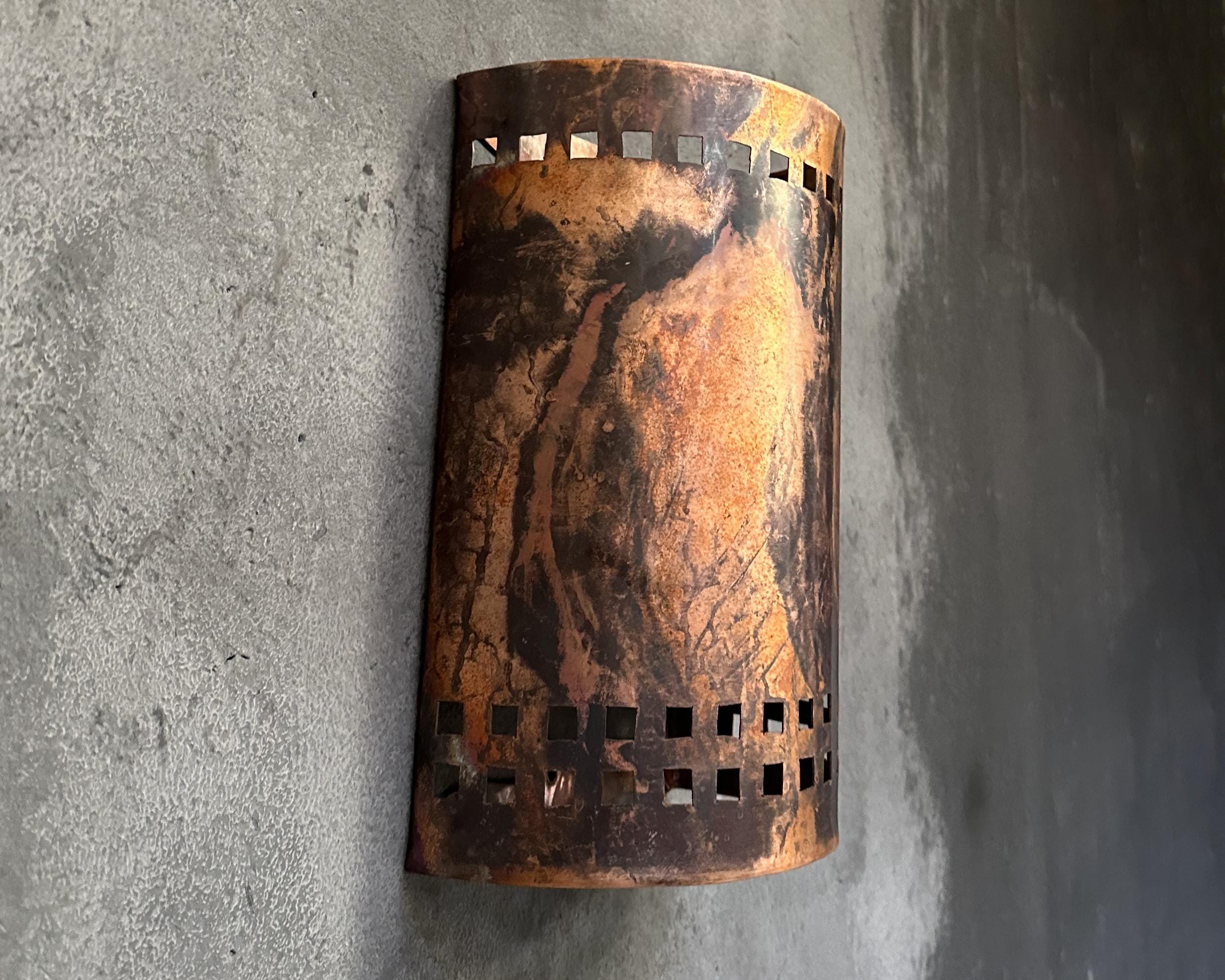 Copper Wall Sconce ,Rustic Half Round Outdoor Light