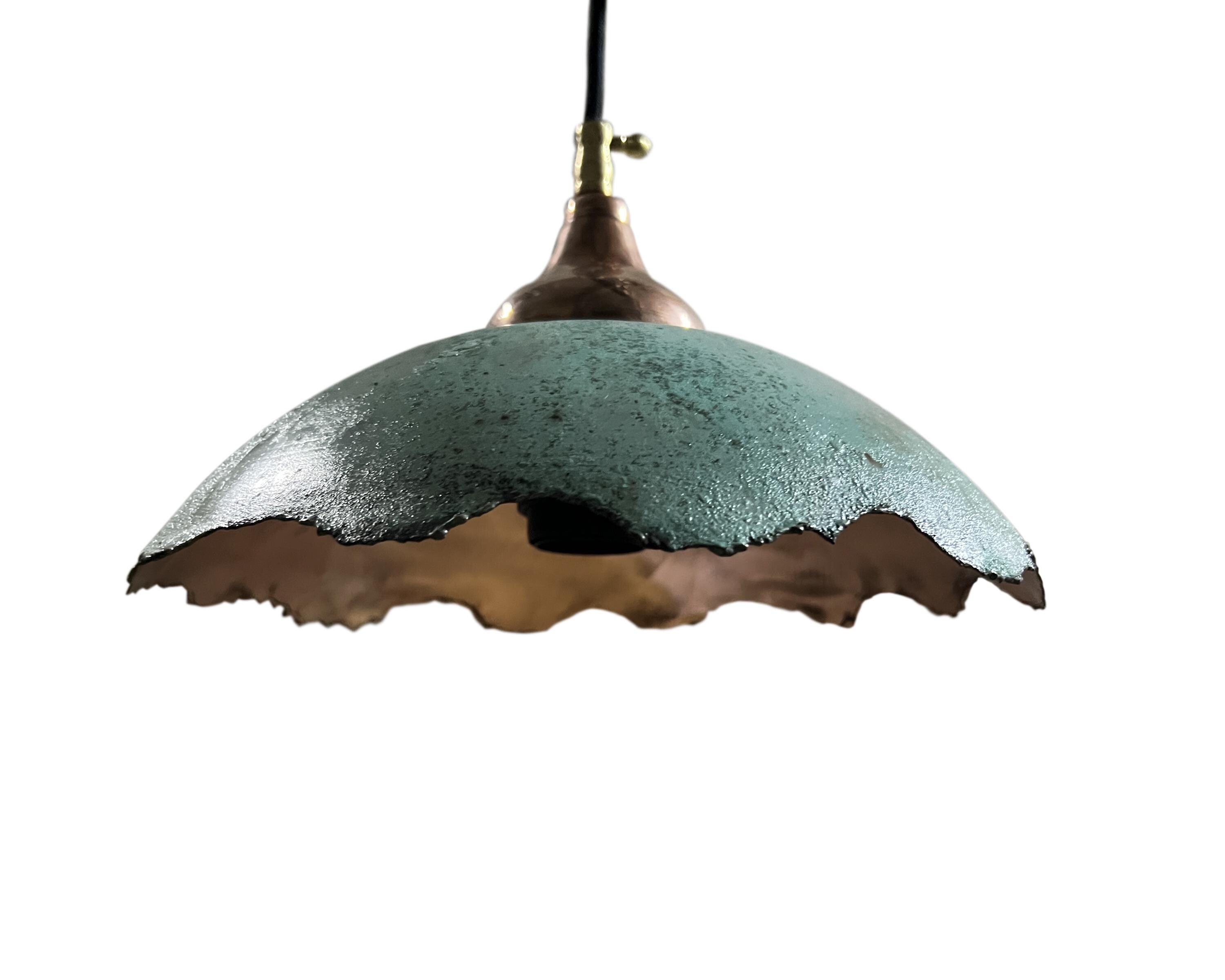 Green Patina Pendant Light – Vintage Kitchen Fixture