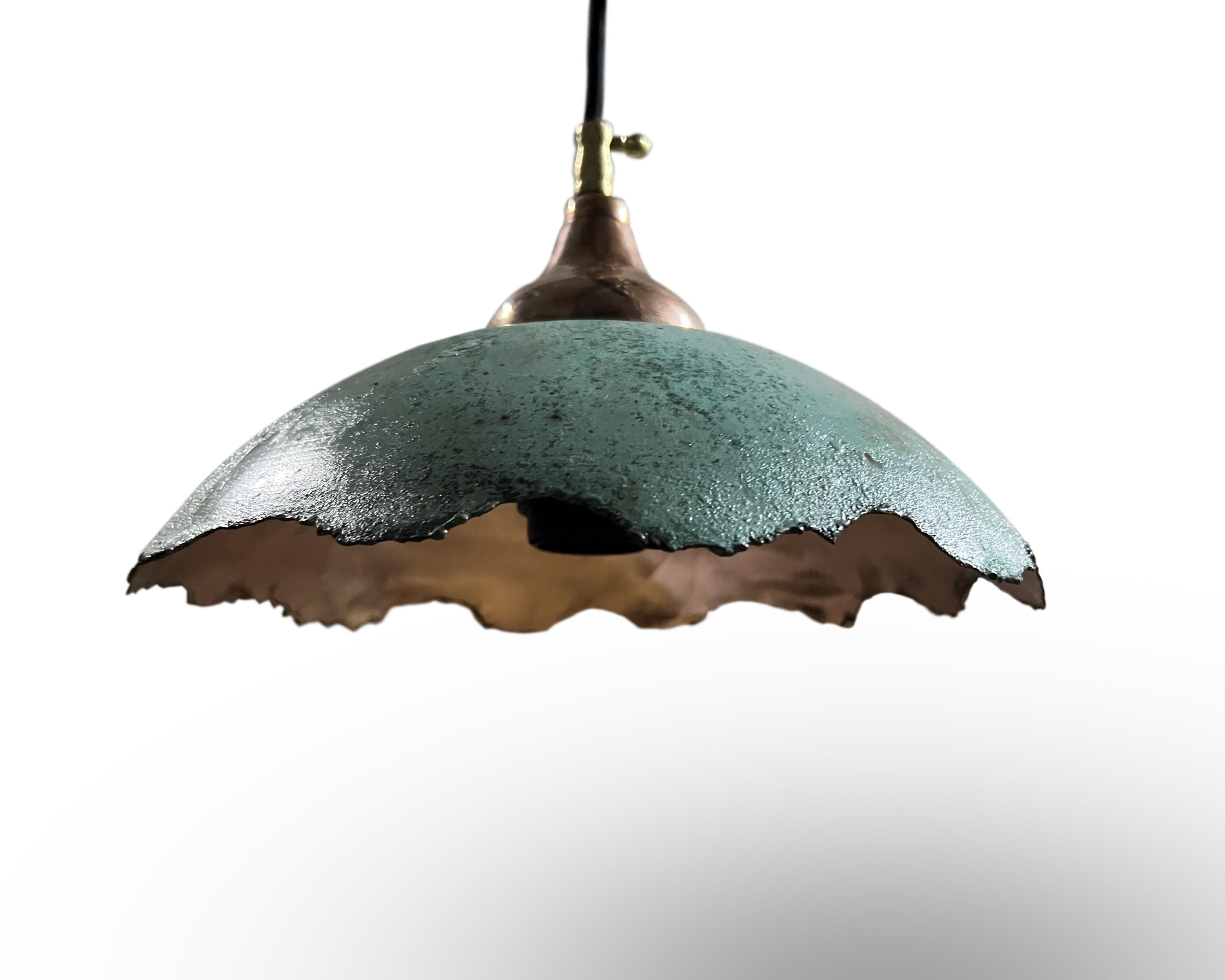 Green Patina Pendant Light – Vintage Kitchen Fixture