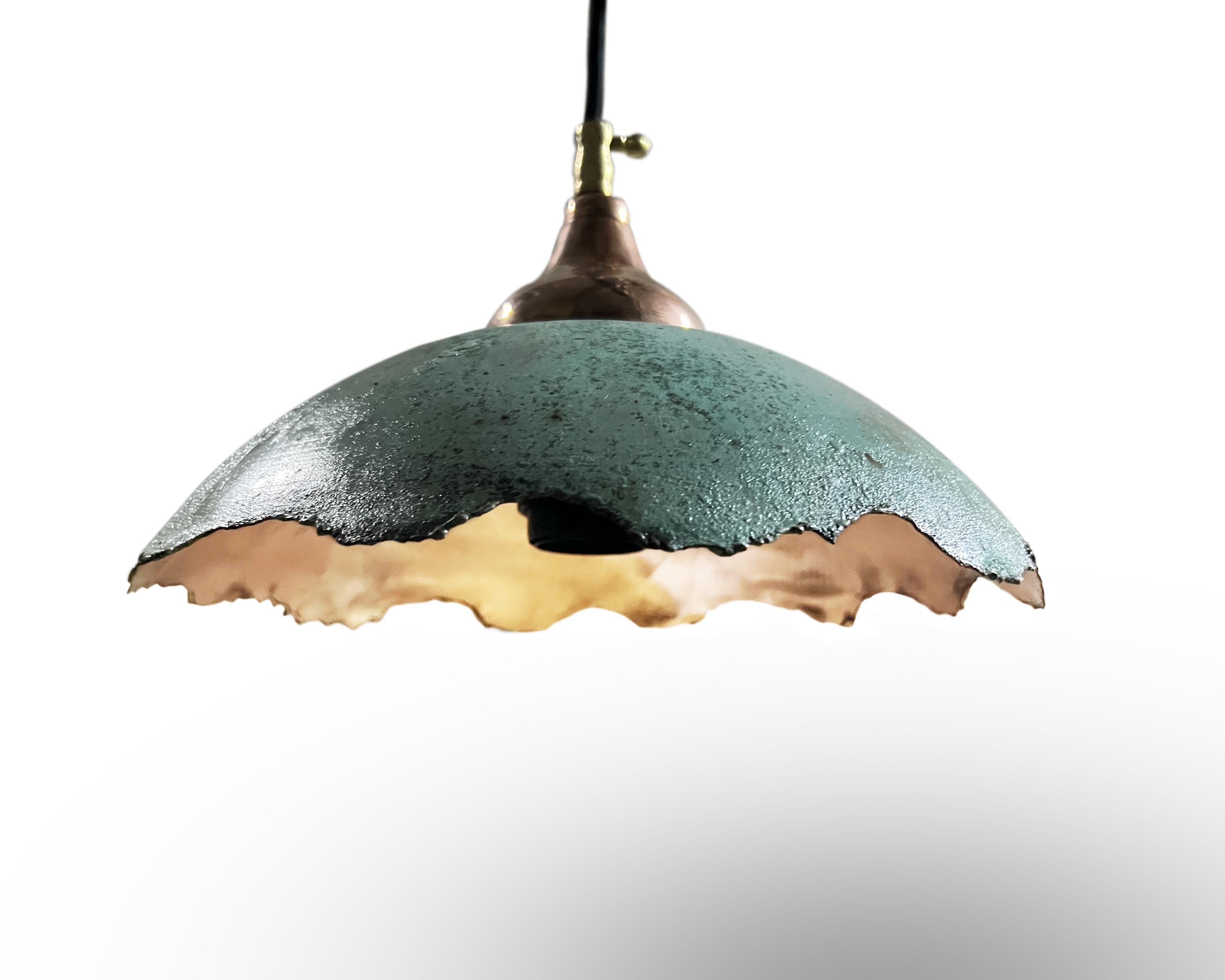 Green Patina Pendant Light – Vintage Kitchen Fixture