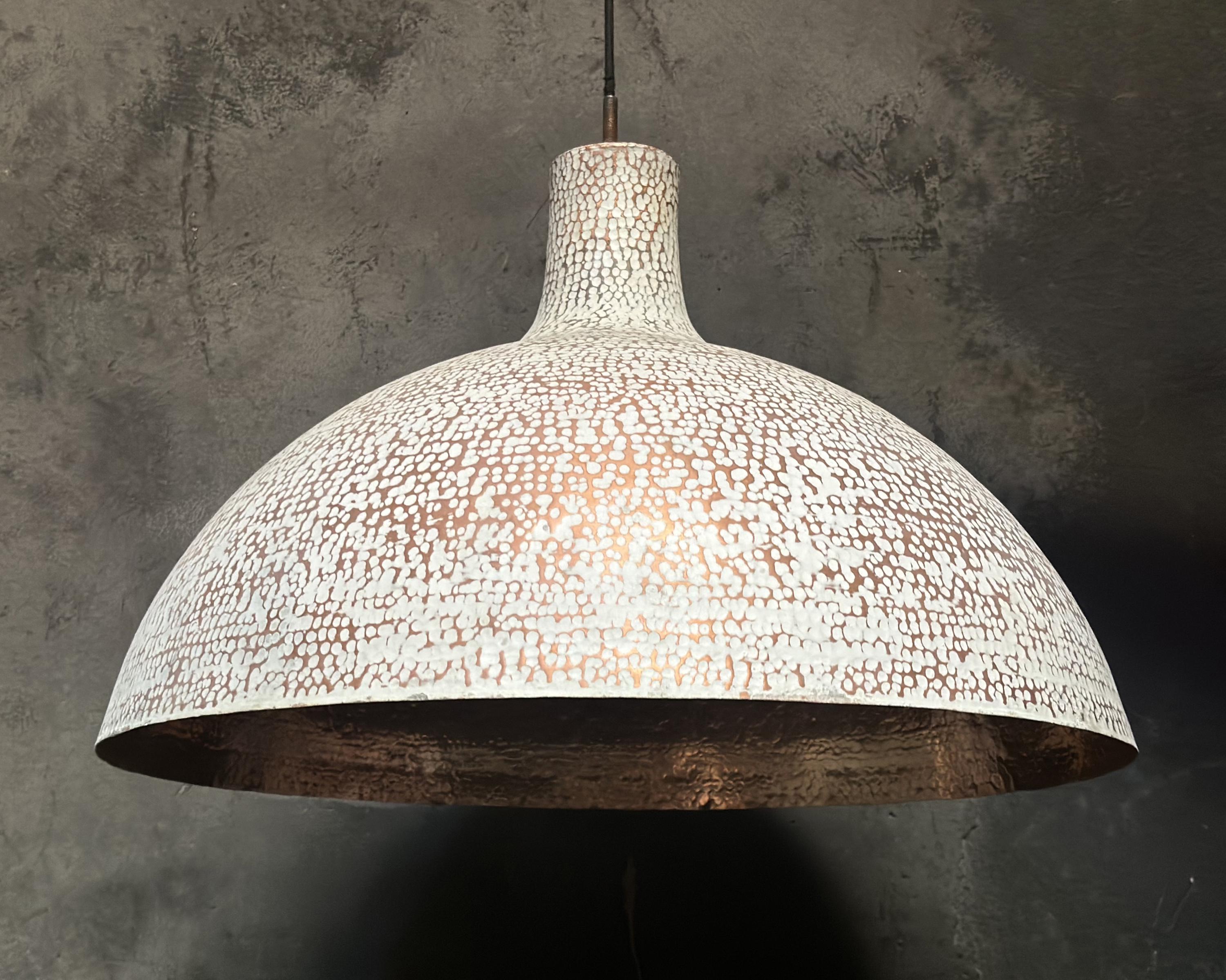 Handcrafted Copper Pendant Light ,White Hammered Kitchen Island Lighting , Large white Ceiling light dinning table