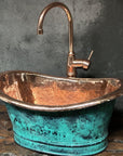 Copper Tub Style Sink – Green Patina Vessel Basin