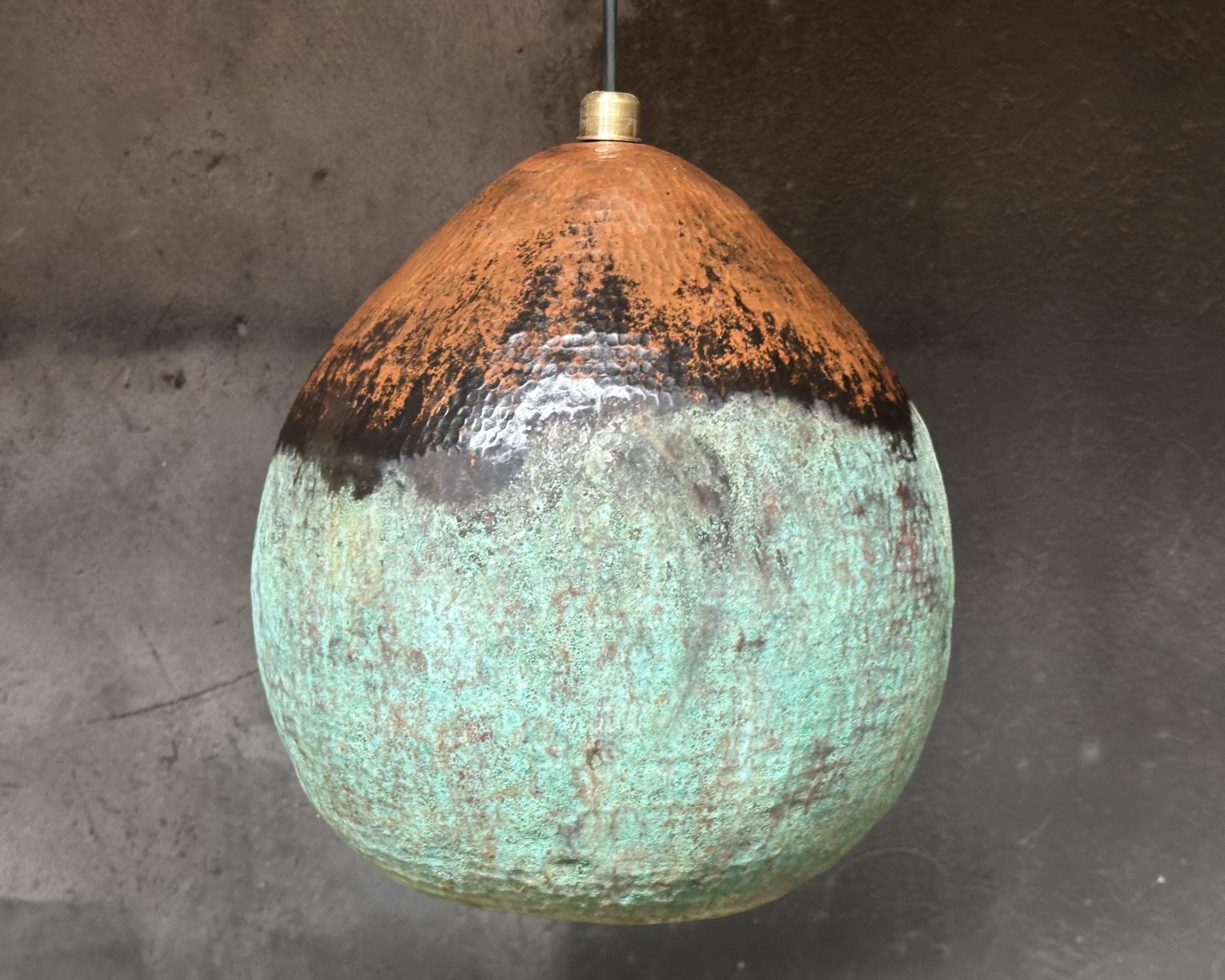 Oxidized Copper Pendant Light – Farmhouse Vintage Look