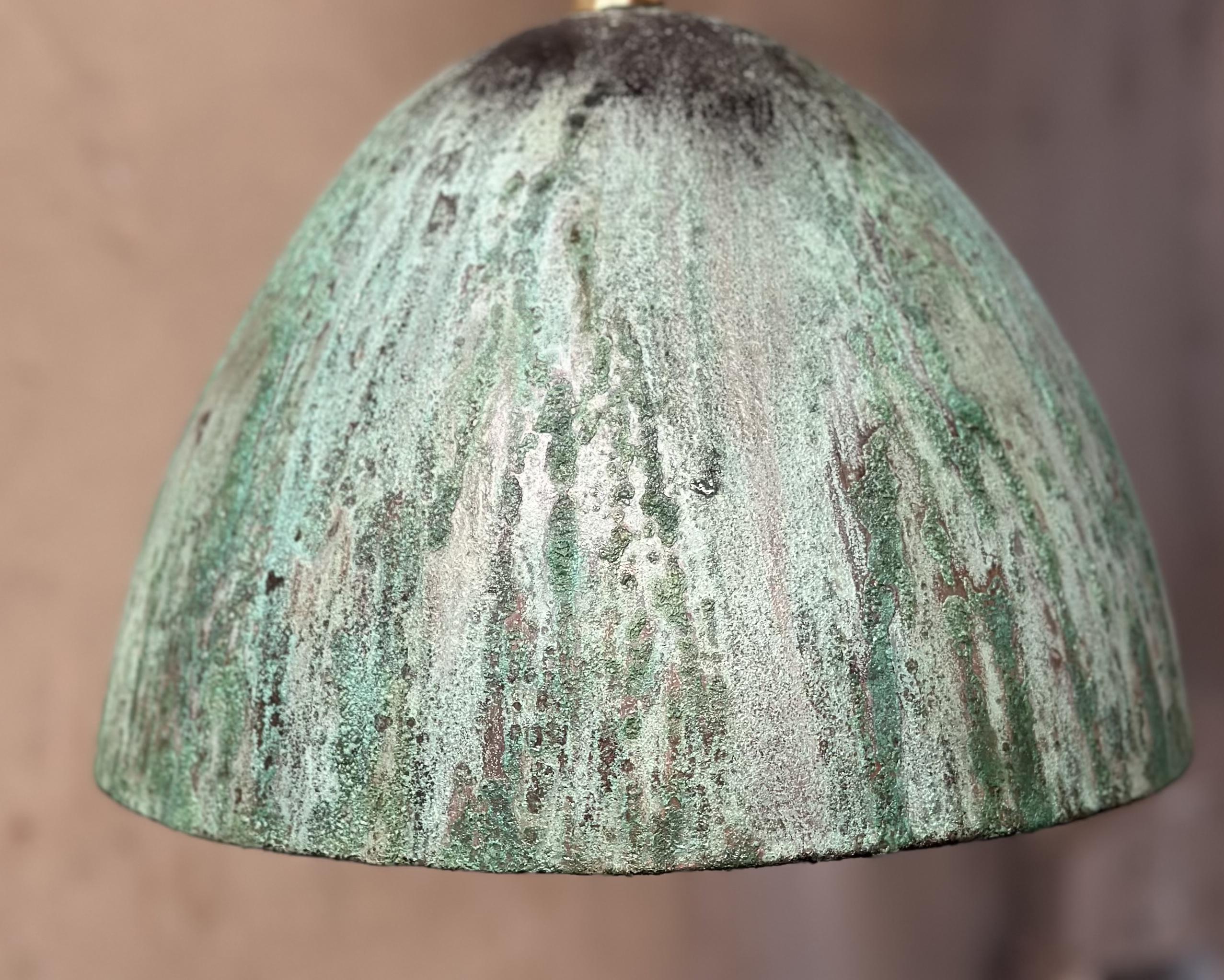 Handcrafted Copper Island Kitchen Lighting, Green Patina Copper Pendant Light