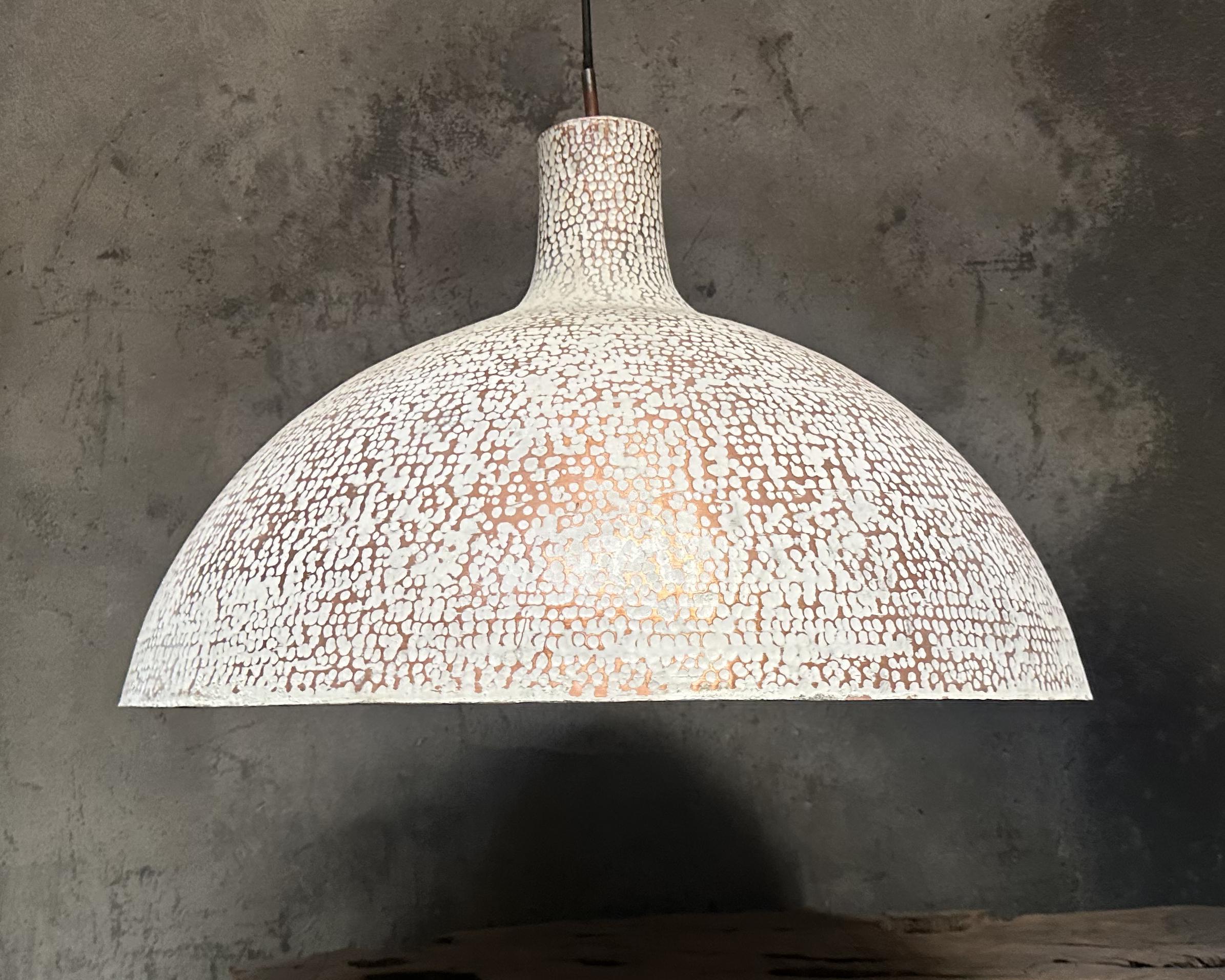 Handcrafted Copper Pendant Light ,White Hammered Kitchen Island Lighting , Large white Ceiling light dinning table