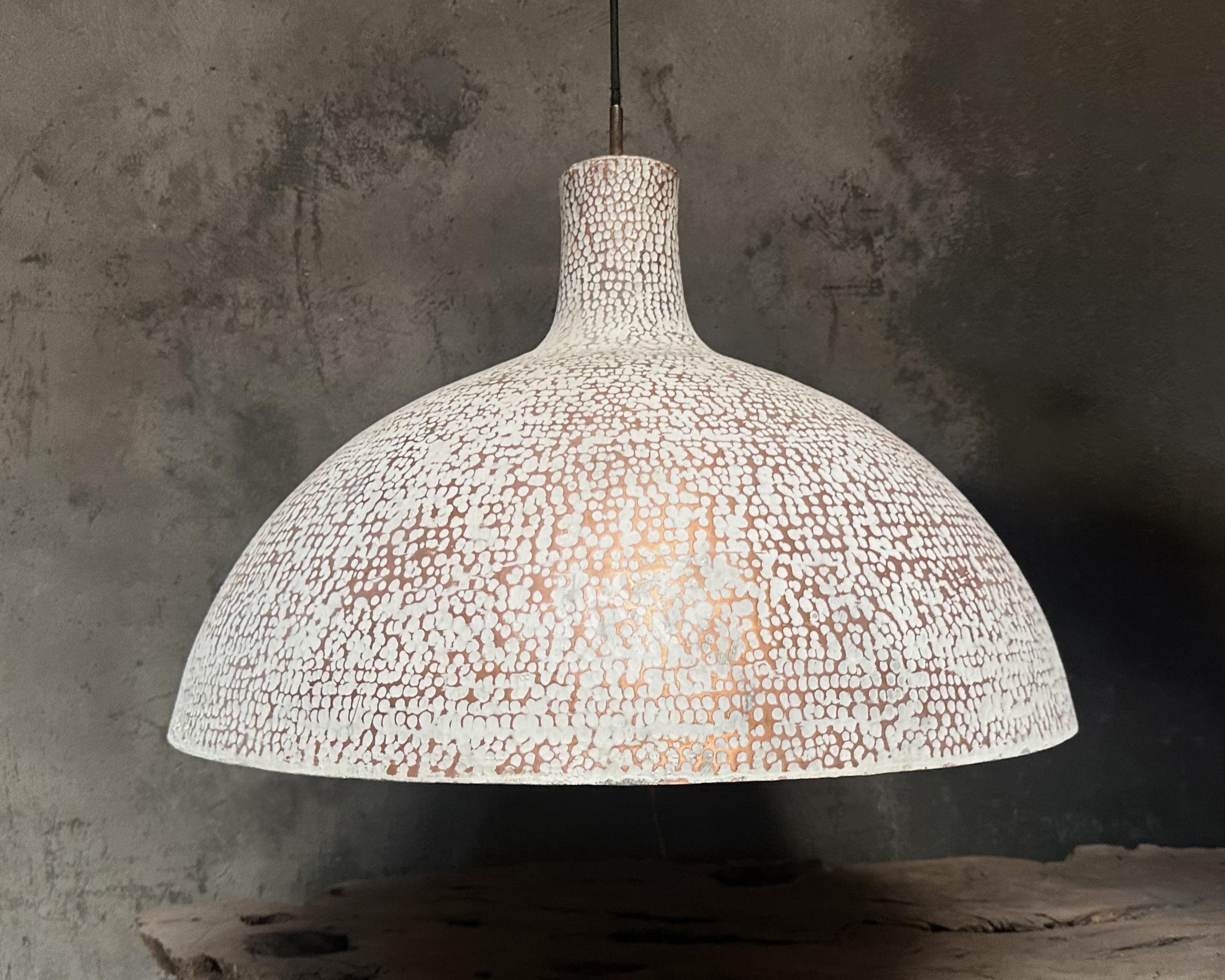 Handcrafted Copper Pendant Light ,White Hammered Kitchen Island Lighting , Large white Ceiling light dinning table