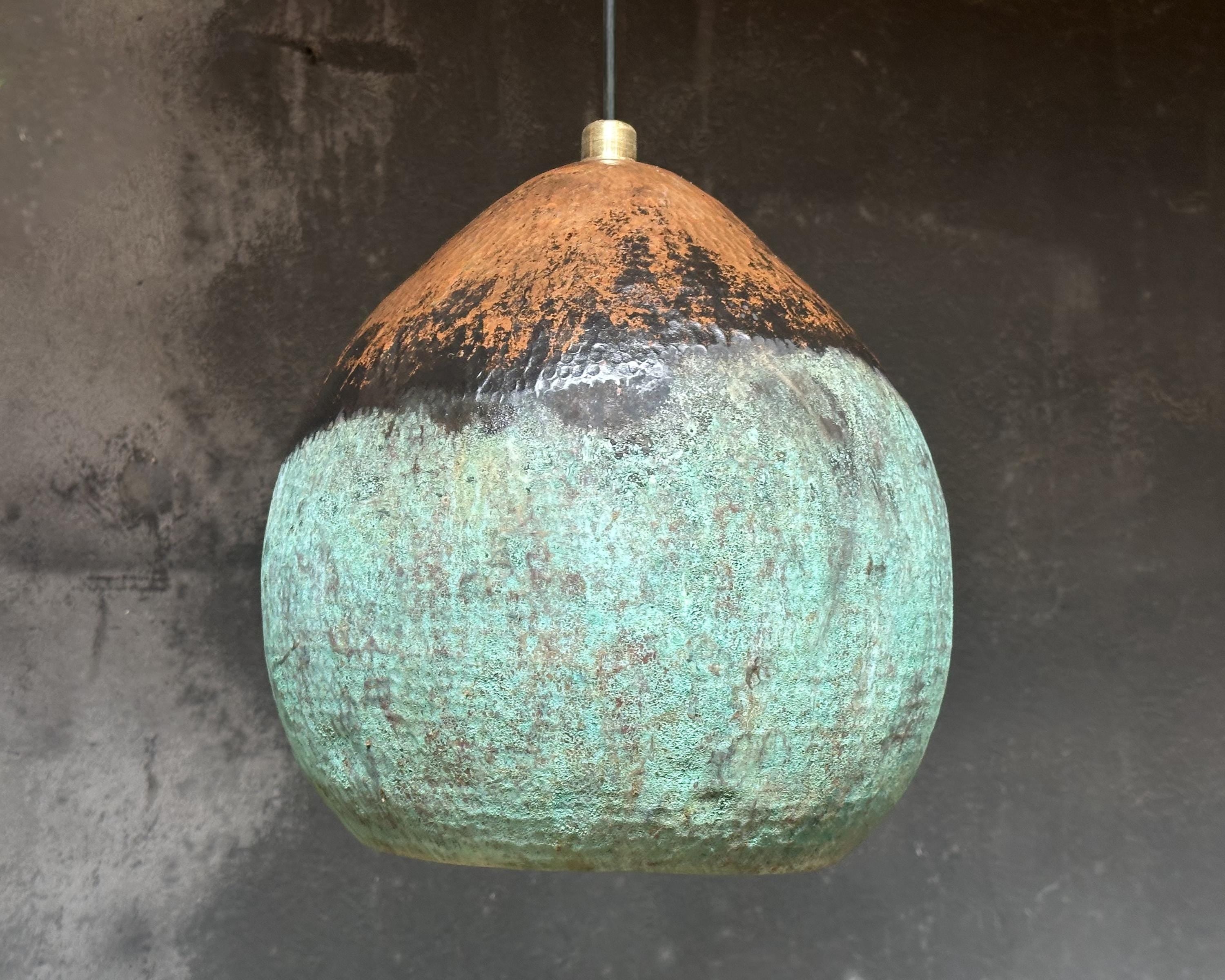 Oxidized Copper Pendant Light – Farmhouse Vintage Look