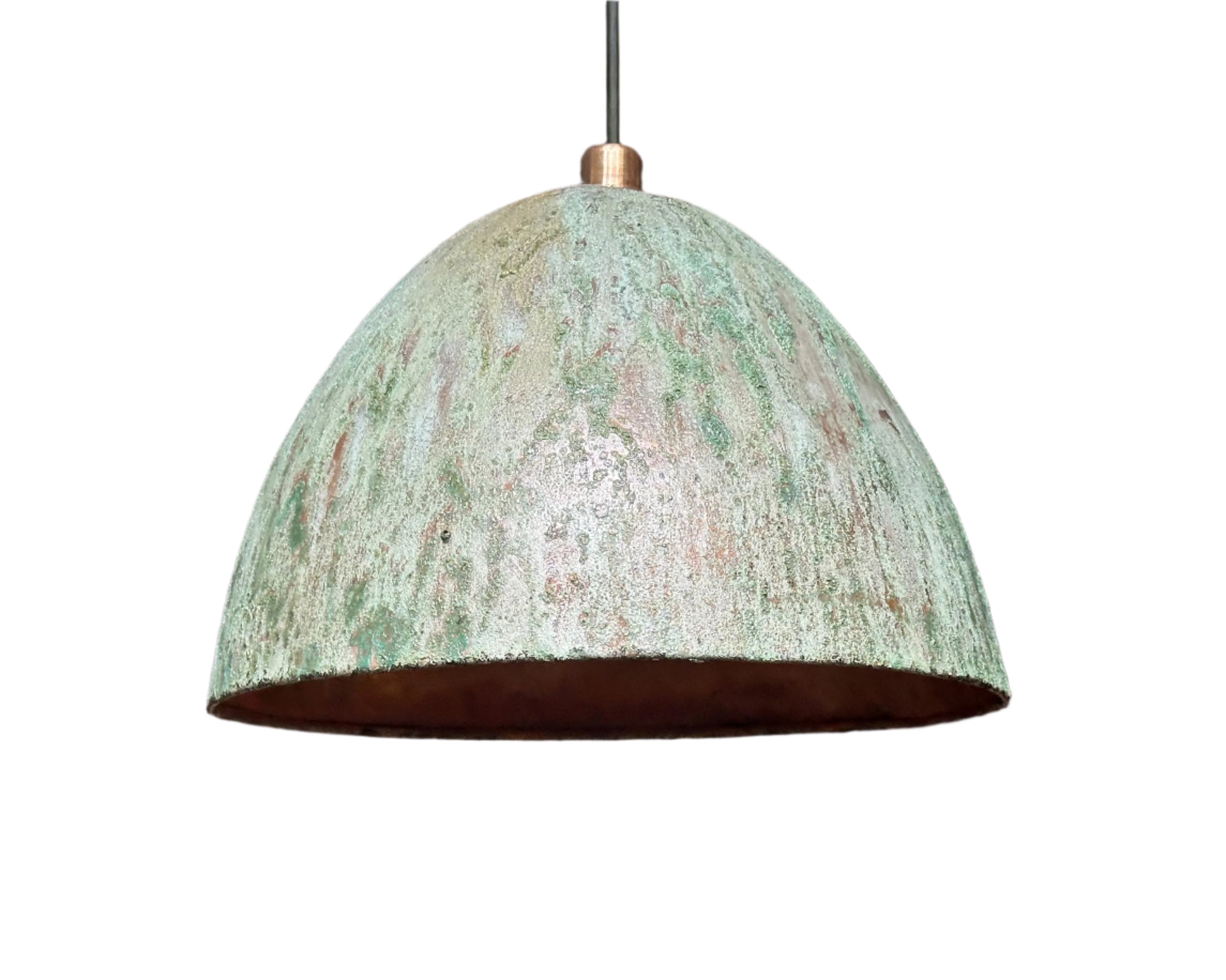 Handcrafted Copper Island Kitchen Lighting, Green Patina Copper Pendant Light