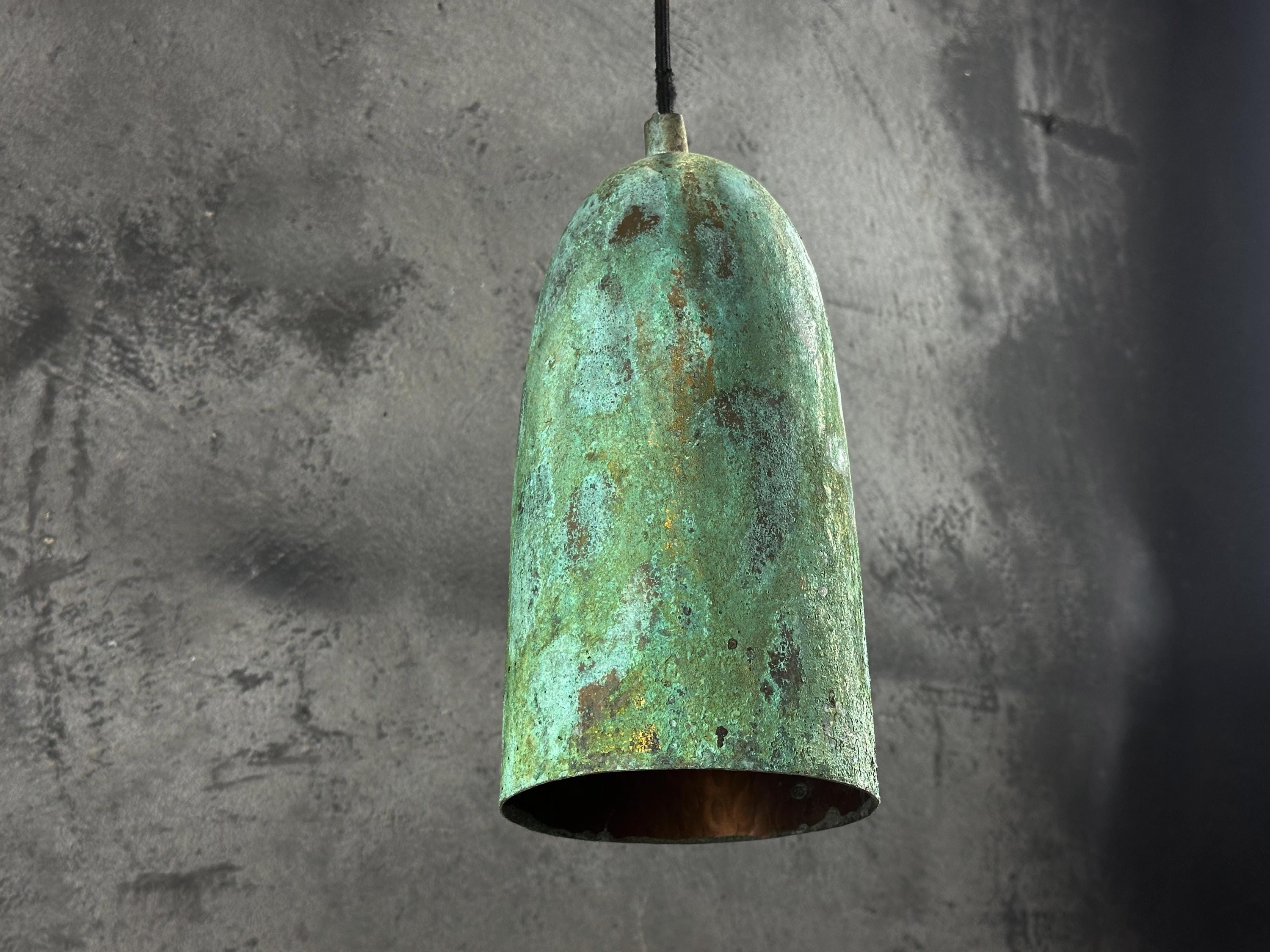 Set of 3 Copper Pendant Lights – Farmhouse Patina Style