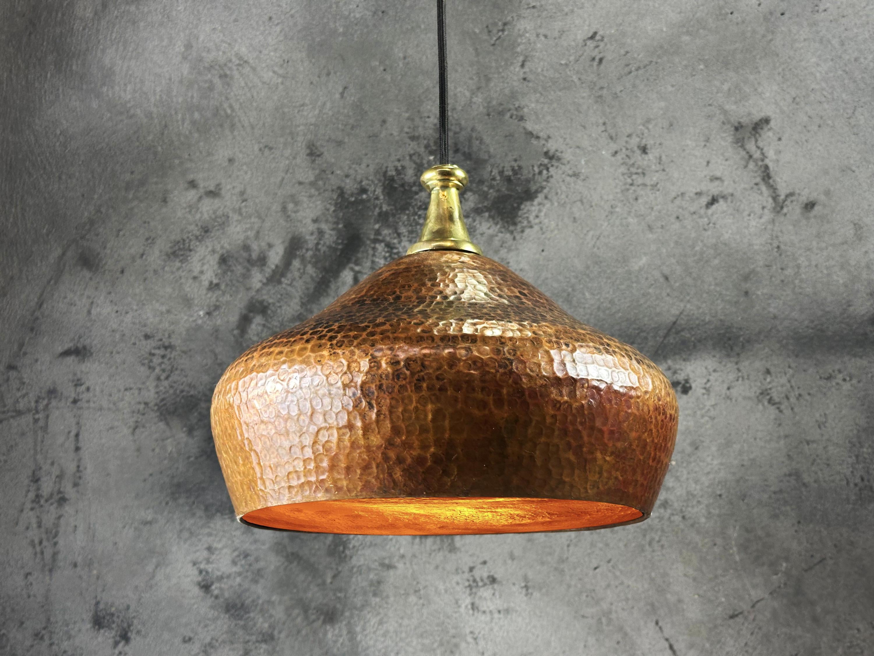 Copper Dome Pendant Light – Patina Kitchen Fixture