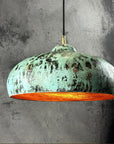 Oxidized Copper Pendant Light – Green Patina Kitchen Lamp