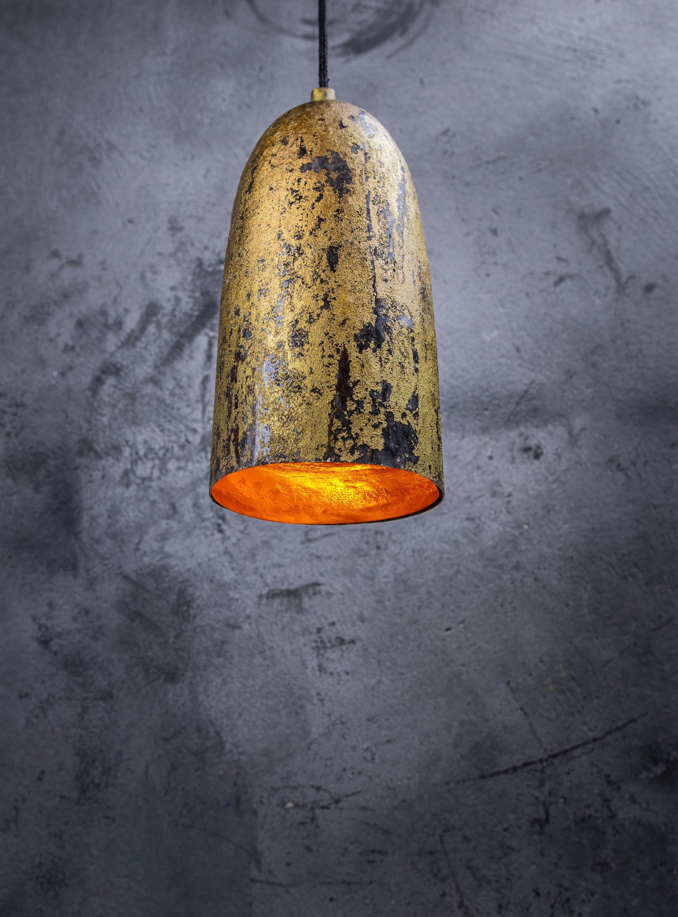 Set of 3 Copper Pendant Lights – Green Patina Farmhouse Style