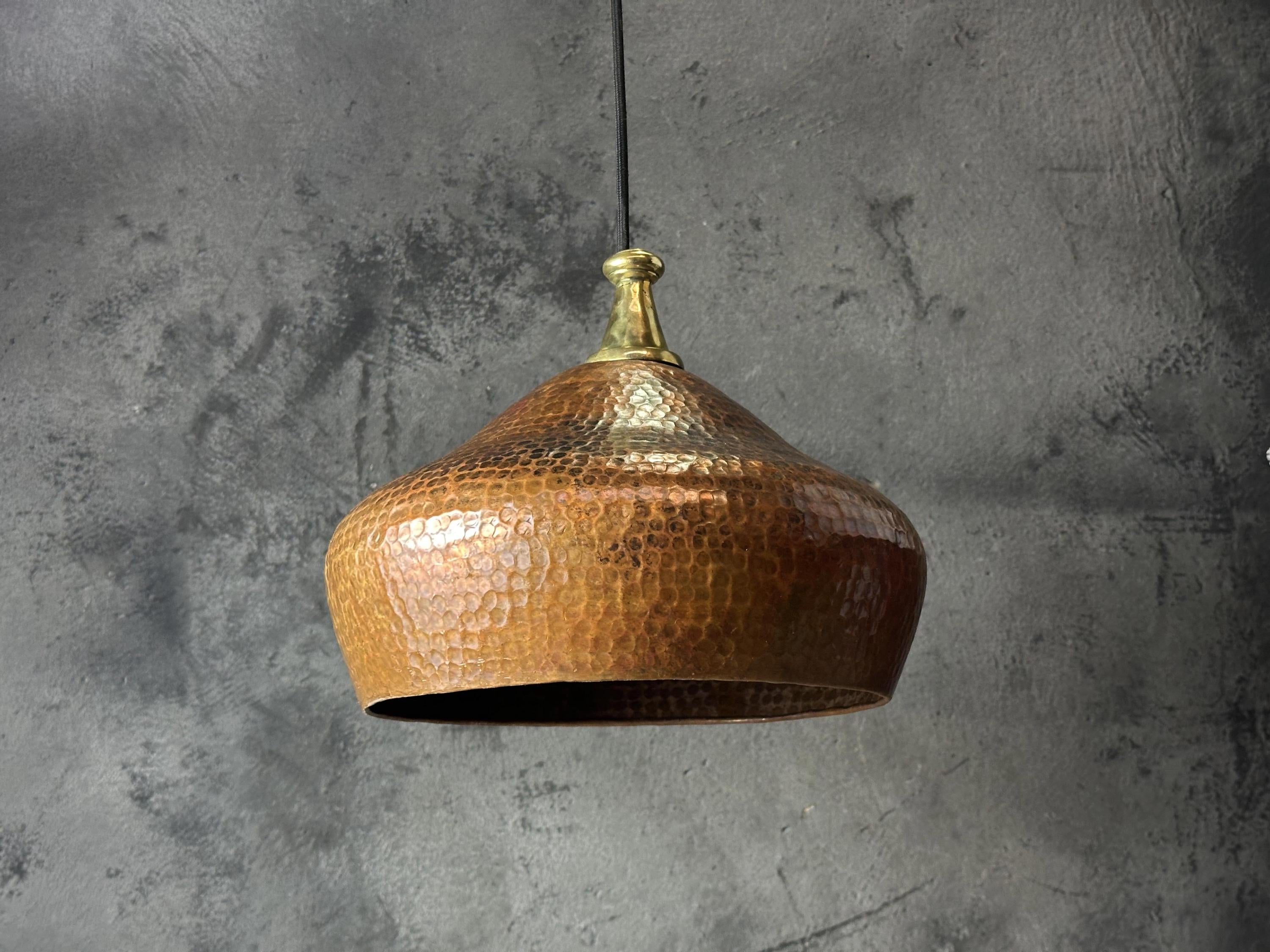 Copper Dome Pendant Light – Patina Kitchen Fixture