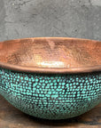Dark Green Copper Sink – Hammered Bathroom Vessel