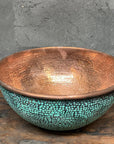 Dark Green Copper Sink – Hammered Bathroom Vessel