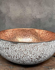 White Hammered Copper Sink – Unique Vessel Basin