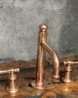 Copper Victorian Bathroom Faucet, Copper Widespread Bathroom Sink Faucet, Deck Mounted Sink Faucet
