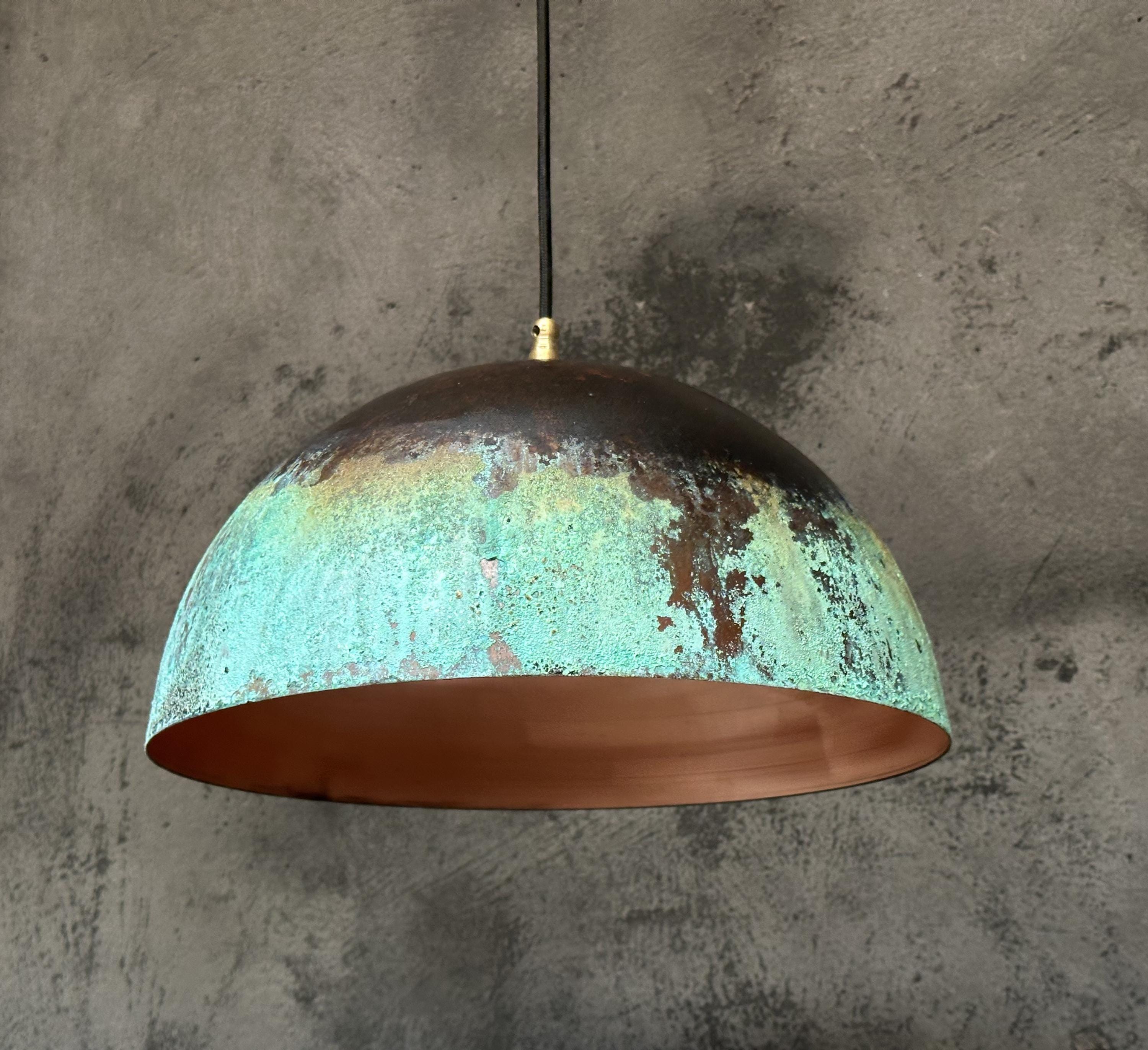 Patina Copper Pendant Light – Rustic Industrial Dome