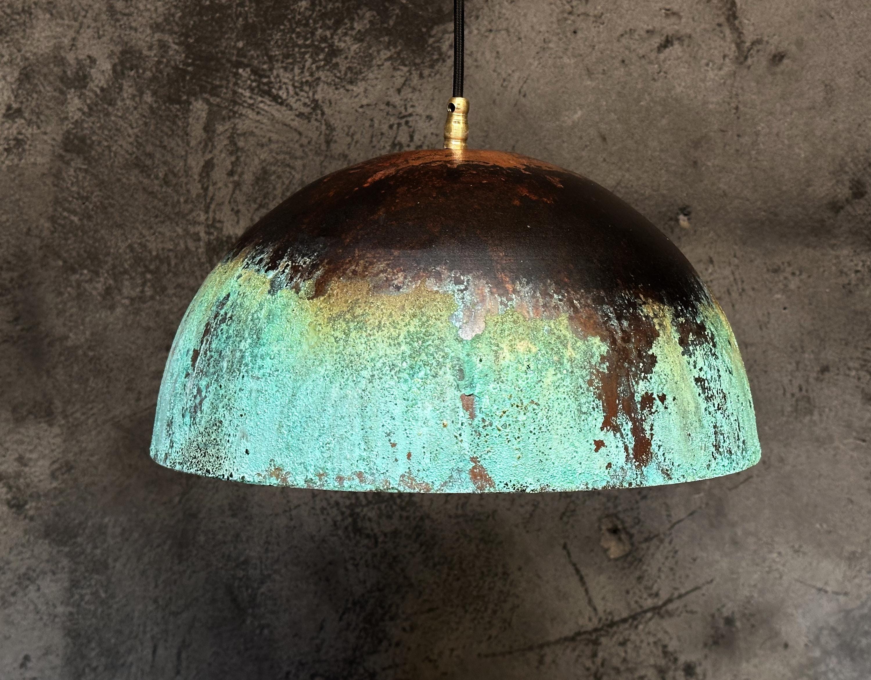 Patina Copper Pendant Light – Rustic Industrial Dome