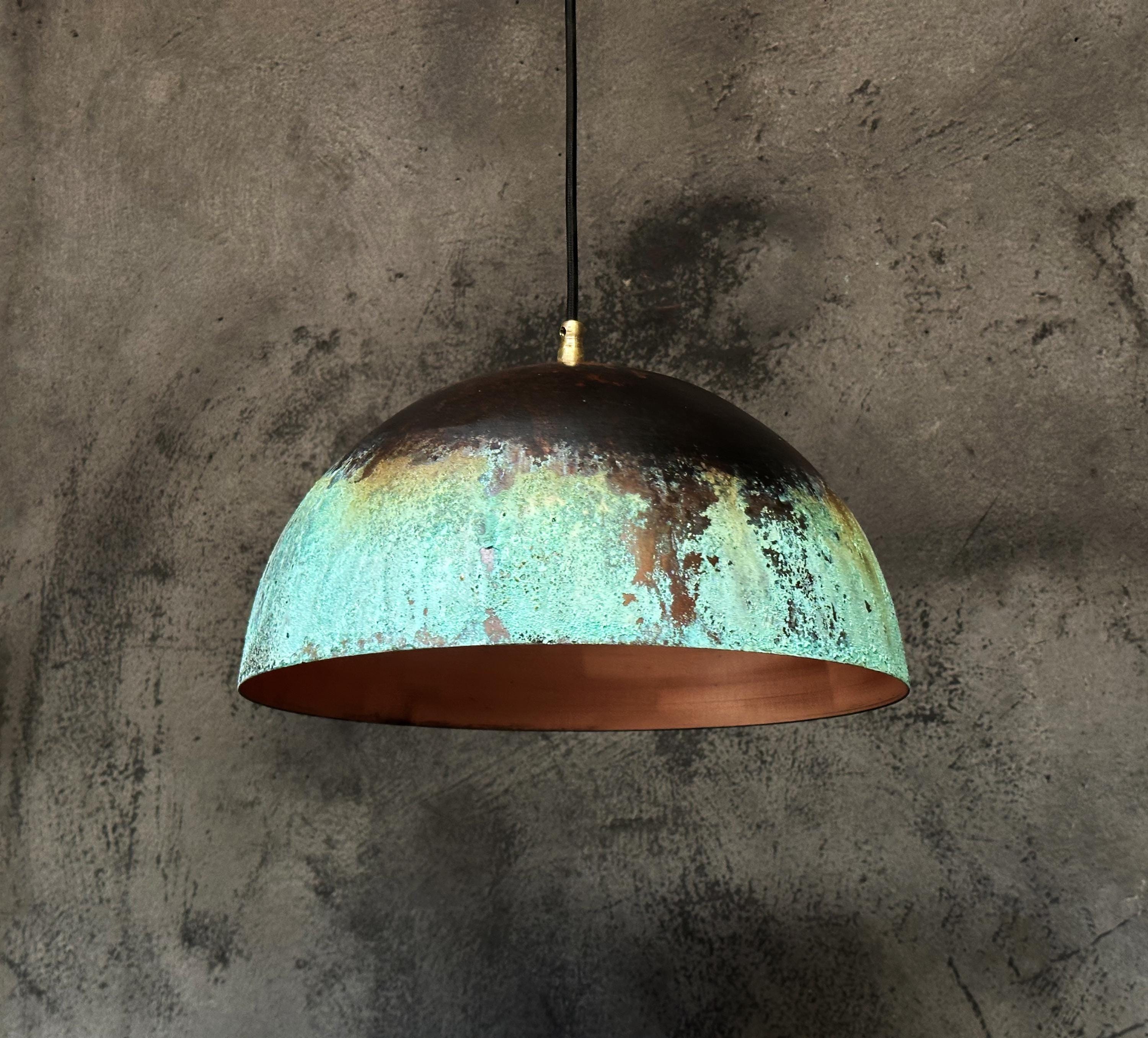 Patina Copper Pendant Light – Rustic Industrial Dome