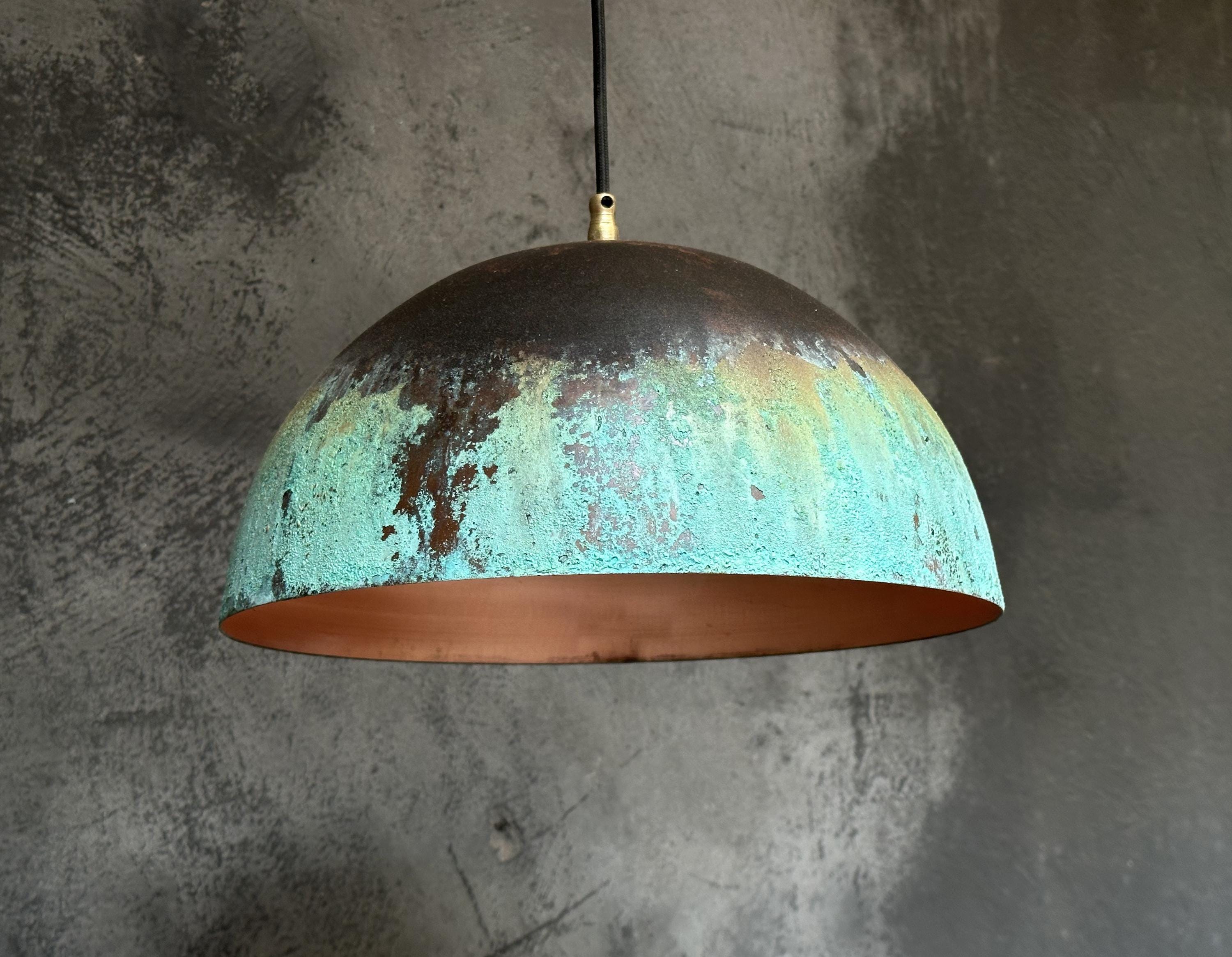 Patina Copper Pendant Light – Rustic Industrial Dome